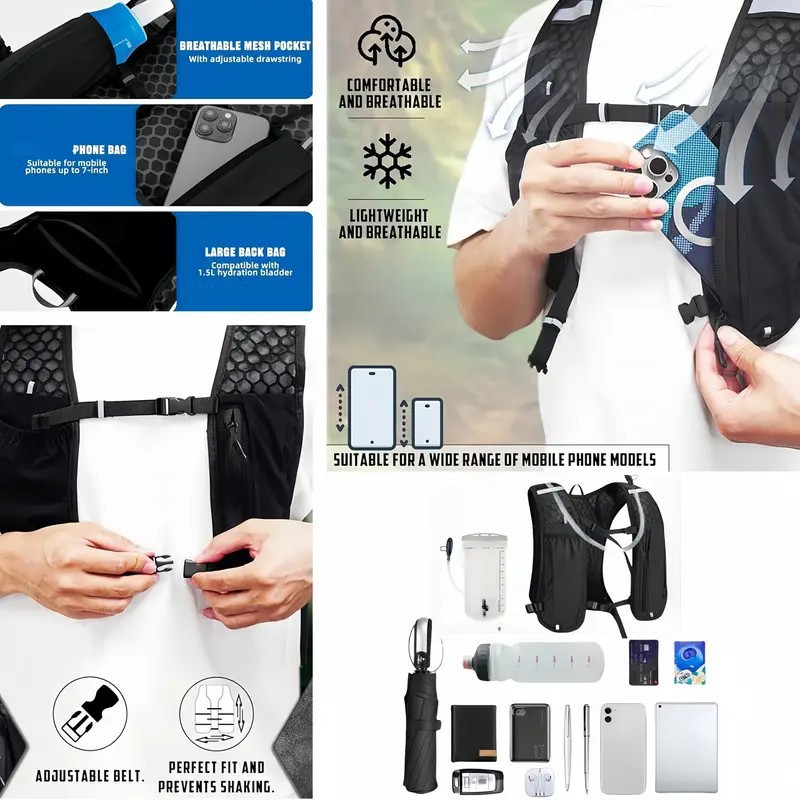 Unisex Running Vest Water-Resi - đánh giá và giá Running Hydration Vest